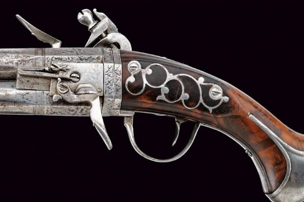 Rara pistola Wender a pietra focaia, da viaggio  - Asta Rare Armi Antiche e Armature da Tutto il Mondo - Associazione Nazionale - Case d'Asta italiane