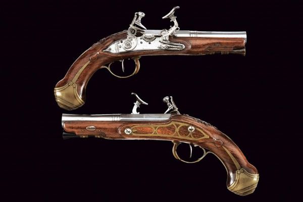 Elegante paio di pistole alla fiorentina da viaggio de Il Corsini  - Asta Rare Armi Antiche e Armature da Tutto il Mondo - Associazione Nazionale - Case d'Asta italiane