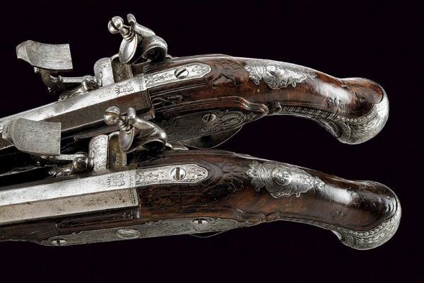 Bella coppia di pistole Tosco-emiliane di Cassiano Zanotti  - Asta Rare Armi Antiche e Armature da Tutto il Mondo - Associazione Nazionale - Case d'Asta italiane