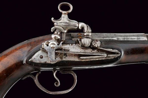 Bella pistola alla micheletta ridotta a luminello, da ufficiale  - Asta Rare Armi Antiche e Armature da Tutto il Mondo - Associazione Nazionale - Case d'Asta italiane