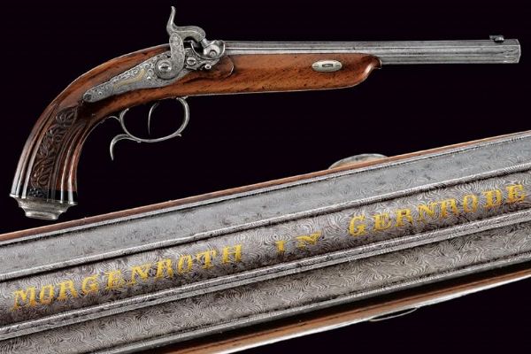 Bellissima pistola a luminello da tiro di Morgenroth  - Asta Rare Armi Antiche e Armature da Tutto il Mondo - Associazione Nazionale - Case d'Asta italiane