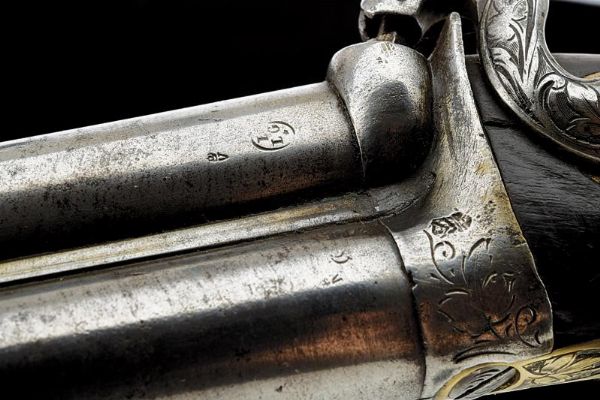 Paio di rare pistole a luminello a canne sovrapposte per il mercato orientale  - Asta Rare Armi Antiche e Armature da Tutto il Mondo - Associazione Nazionale - Case d'Asta italiane