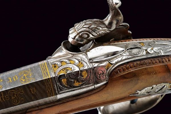 Straordinario paio di pistole a luminello di Arana  - Asta Rare Armi Antiche e Armature da Tutto il Mondo - Associazione Nazionale - Case d'Asta italiane