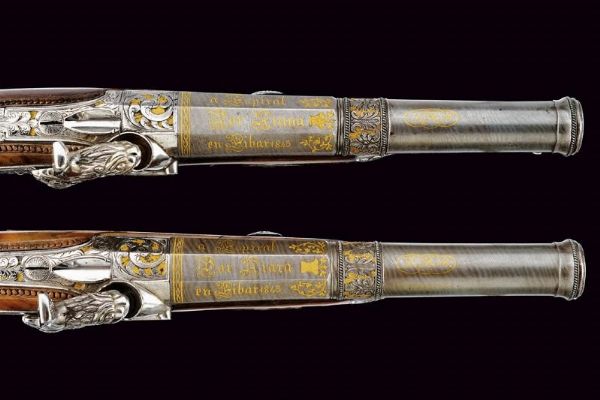 Straordinario paio di pistole a luminello di Arana  - Asta Rare Armi Antiche e Armature da Tutto il Mondo - Associazione Nazionale - Case d'Asta italiane