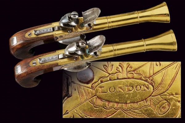 Paio di mazzagatti a pietra focaia da marina di Nock  - Asta Rare Armi Antiche e Armature da Tutto il Mondo - Associazione Nazionale - Case d'Asta italiane