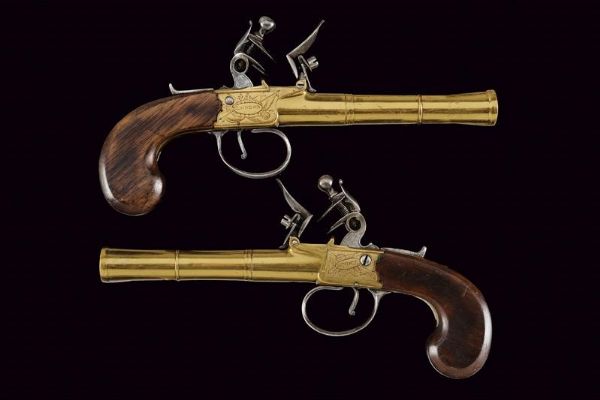 Paio di mazzagatti a pietra focaia da marina di Nock  - Asta Rare Armi Antiche e Armature da Tutto il Mondo - Associazione Nazionale - Case d'Asta italiane