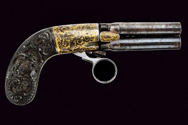 Raro pepperbox revolver a luminello in cassetta  - Asta Rare Armi Antiche e Armature da Tutto il Mondo - Associazione Nazionale - Case d'Asta italiane