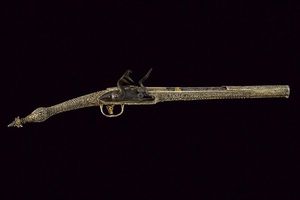 Notevole pistola a pietra focaia in stile Roka in argento  - Asta Rare Armi Antiche e Armature da Tutto il Mondo - Associazione Nazionale - Case d'Asta italiane