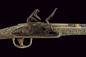 Notevole pistola a pietra focaia in stile Roka in argento  - Asta Rare Armi Antiche e Armature da Tutto il Mondo - Associazione Nazionale - Case d'Asta italiane