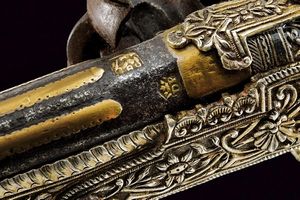 Notevole pistola a pietra focaia in stile Roka in argento  - Asta Rare Armi Antiche e Armature da Tutto il Mondo - Associazione Nazionale - Case d'Asta italiane