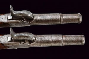 Paio di mazzagatti ridotti a luminello firmati Natale Del Moro  - Asta Rare Armi Antiche e Armature da Tutto il Mondo - Associazione Nazionale - Case d'Asta italiane