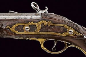 Pistola alla micheletta a pietra focaia  - Asta Rare Armi Antiche e Armature da Tutto il Mondo - Associazione Nazionale - Case d'Asta italiane