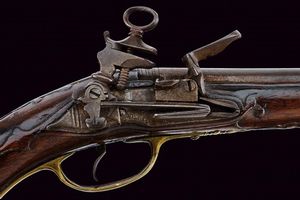 Pistola a pietra focaia alla micheletta a pietra focaia di Visconti e Penza  - Asta Rare Armi Antiche e Armature da Tutto il Mondo - Associazione Nazionale - Case d'Asta italiane