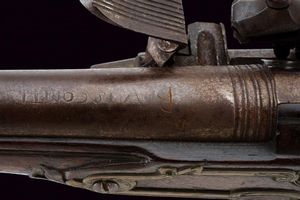 Pistola a pietra focaia alla micheletta a pietra focaia di Visconti e Penza  - Asta Rare Armi Antiche e Armature da Tutto il Mondo - Associazione Nazionale - Case d'Asta italiane