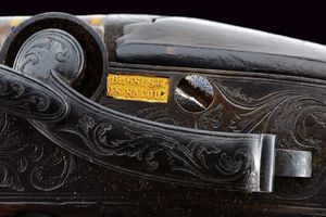 Rarissima doppietta a luminello a cani laterali di  B. Igniesti  - Asta Rare Armi Antiche e Armature da Tutto il Mondo - Associazione Nazionale - Case d'Asta italiane