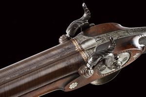 Bellissima e rara doppietta a luminello di Johannes Hofer  - Asta Rare Armi Antiche e Armature da Tutto il Mondo - Associazione Nazionale - Case d'Asta italiane