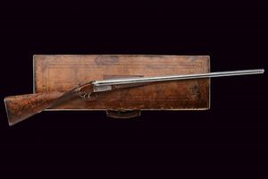 Fine doppietta a retrocarica di Stephen Grant, in cassetta  - Asta Rare Armi Antiche e Armature da Tutto il Mondo - Associazione Nazionale - Case d'Asta italiane