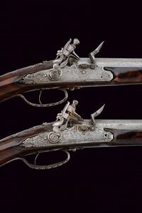 Bellissimo paio di pistole a pietra focaia  - Asta Rare Armi Antiche e Armature da Tutto il Mondo - Associazione Nazionale - Case d'Asta italiane