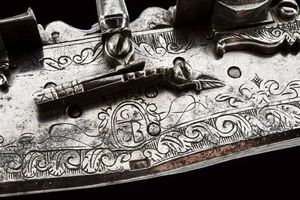 Elegante e rarissima batteria alla fiorentina a due cani  - Asta Rare Armi Antiche e Armature da Tutto il Mondo - Associazione Nazionale - Case d'Asta italiane