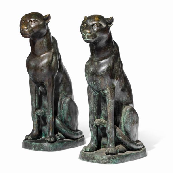Fonditore del XX secolo Due pantere  - Asta Sculture del XIX e XX secolo - Associazione Nazionale - Case d'Asta italiane