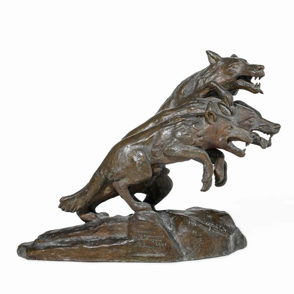 Luigi Gabrielli : Monumento ai Lupi di Toscana sul Sabotino  - Asta Sculture del XIX e XX secolo - Associazione Nazionale - Case d'Asta italiane