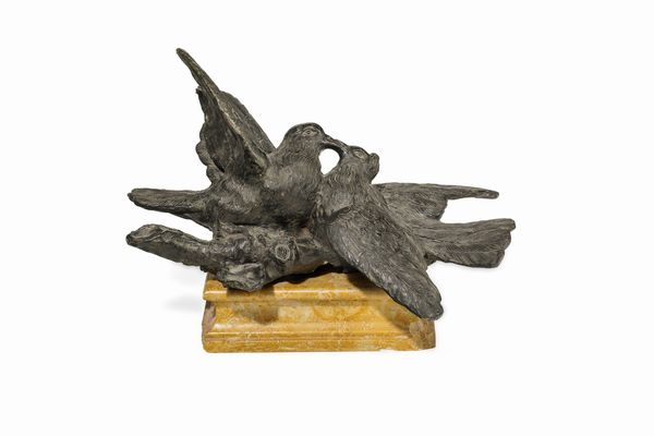 Fonditore del XX secolo Coppia di colombi  - Asta Sculture del XIX e XX secolo - Associazione Nazionale - Case d'Asta italiane