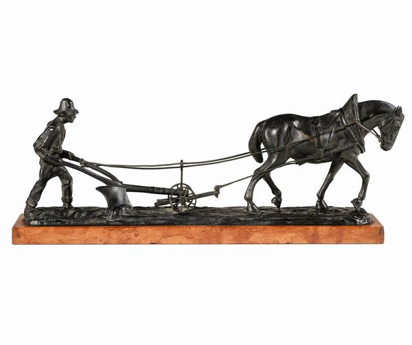 Firmato sulla base Schwarz (?) XX secolo L'aratore  - Asta Sculture del XIX e XX secolo - Associazione Nazionale - Case d'Asta italiane