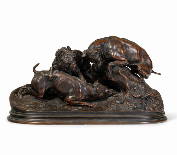 Pierre-Jules Mene : Cani alla tana  - Asta Sculture del XIX e XX secolo - Associazione Nazionale - Case d'Asta italiane