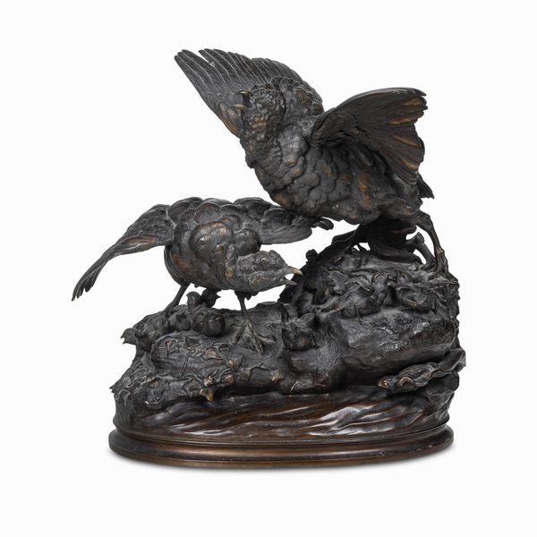 Alfred Barye : Gruppo con volatili  - Asta Sculture del XIX e XX secolo - Associazione Nazionale - Case d'Asta italiane