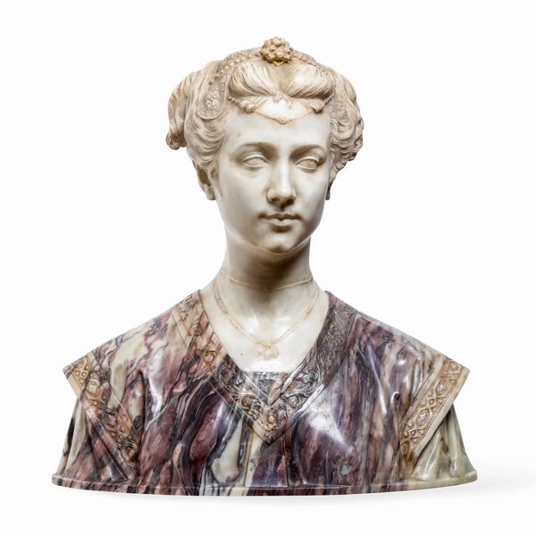 Pietro Canonica, Attribuito a : Busto di gentildonna  - Asta Sculture del XIX e XX secolo - Associazione Nazionale - Case d'Asta italiane