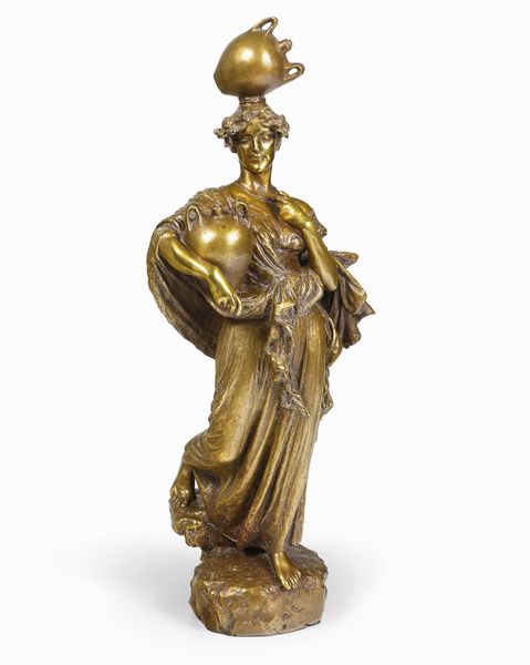 Francesco De Matteis : Portatrice d'acqua  - Asta Sculture del XIX e XX secolo - Associazione Nazionale - Case d'Asta italiane