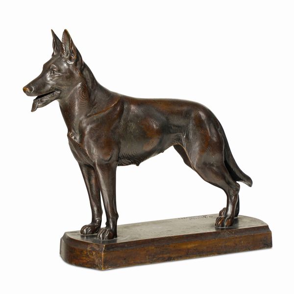 Arno Oswald Zauke : Pastore tedesco  - Asta Sculture del XIX e XX secolo - Associazione Nazionale - Case d'Asta italiane