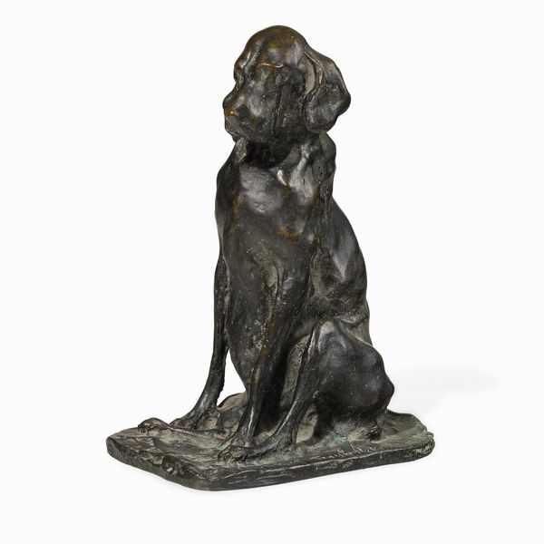 Modello di Paolo Troubetzkoy (Intra 1864 - Pallanza 1938) Cane seduto  - Asta Sculture del XIX e XX secolo - Associazione Nazionale - Case d'Asta italiane