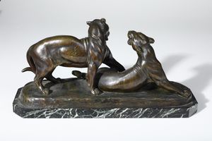 Louis Riché : Tigri  - Asta Sculture del XIX e XX secolo - Associazione Nazionale - Case d'Asta italiane