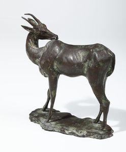 Antonio Corsi, Attribuito a : Antilope che si gratta  - Asta Sculture del XIX e XX secolo - Associazione Nazionale - Case d'Asta italiane