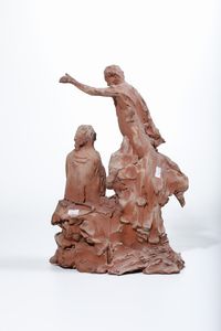 Ercole Villa, Attribuito a : Bozzetto del monumento funebre di Giovanni Malinverni e della moglie Maurina Cotti Caccia  - Asta Sculture del XIX e XX secolo - Associazione Nazionale - Case d'Asta italiane