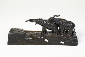 Friedrich Gornik : Elefanti  - Asta Sculture del XIX e XX secolo - Associazione Nazionale - Case d'Asta italiane