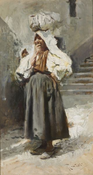 Romualdo Federico Locatelli : Figura di popolana  - Asta Dipinti del XIX e XX secolo - Associazione Nazionale - Case d'Asta italiane