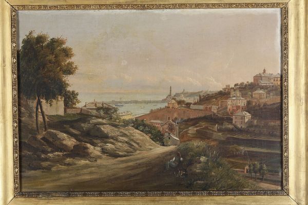 Gio Batta Molinelli (XIX-XX secolo) Veduta di Genova  - Asta Dipinti del XIX e XX secolo - Associazione Nazionale - Case d'Asta italiane