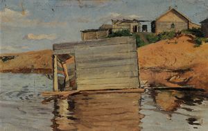 Aleksandr Alexandrovich Svedomsky - Case sulla riva dello stagno a Michajlovskij Zavod