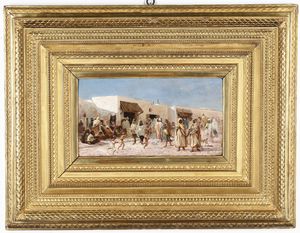 Eugenio Cecconi : Mercato del pane, Tunisi, 1875  - Asta Dipinti del XIX e XX secolo - Associazione Nazionale - Case d'Asta italiane