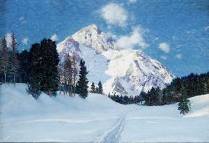 Cesare Maggi - Veduta di montagna innevata