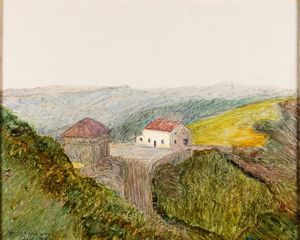 Giuseppe Pellizza da Volpedo : Ricovero N.2 del Penice o La cantoniera al passo del<BR>Penice  - Asta Dipinti del XIX e XX secolo - Associazione Nazionale - Case d'Asta italiane