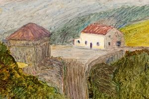 Giuseppe Pellizza da Volpedo : Ricovero N.2 del Penice o La cantoniera al passo del<BR>Penice  - Asta Dipinti del XIX e XX secolo - Associazione Nazionale - Case d'Asta italiane