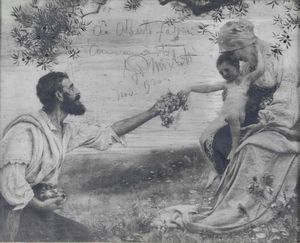 Francesco Paolo Michetti : Studio di figura. Bozzetto per il dipinto L�Offerta, 1896�  - Asta Dipinti del XIX e XX secolo - Associazione Nazionale - Case d'Asta italiane