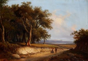 Giuseppe Canella, Attribuito a - Paesaggio con figure