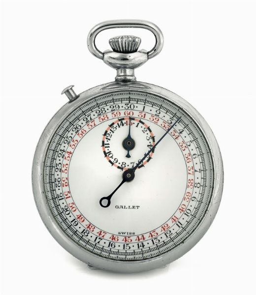 GALLET : GALLET, orologio cronografo, in acciaio, con funzione rattrappante. Realizzato nel 1950 circa  - Asta Orologi da Polso e da Tasca - Associazione Nazionale - Case d'Asta italiane