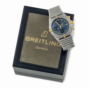 Breitling - Breitling, 1884, Chronomat,  Ref. 81950, orologio da polso, cronografo, automatico,  in acciaio e oro giallo, con datario e bracciale originale modello Bamboo con chiusura deployante. Accompagnato dalle maglie aggiuntive, fibbia originale, Garanzia e scatola. Realizzato nel 1990 circa