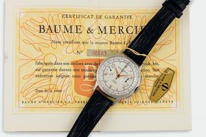 Baume & Mercier - Baume & Mercier, Geneve, Ref.68003. Orologio da polso, in acciaio, cronografo con scala tachimetrica e telemetrica. Accompagnato dalla scatola originale e Garanzia. Realizzato nel 1960 circa