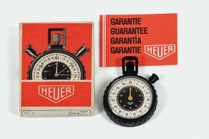 HEUER - HEUER, Sport Timer, cronografo da tasca. Realizzato nel 1970 circa. Accompagnato dalla scatola originale e Garanzia
